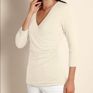 Soft Surroundings Ivory Shapely Surplice Top M